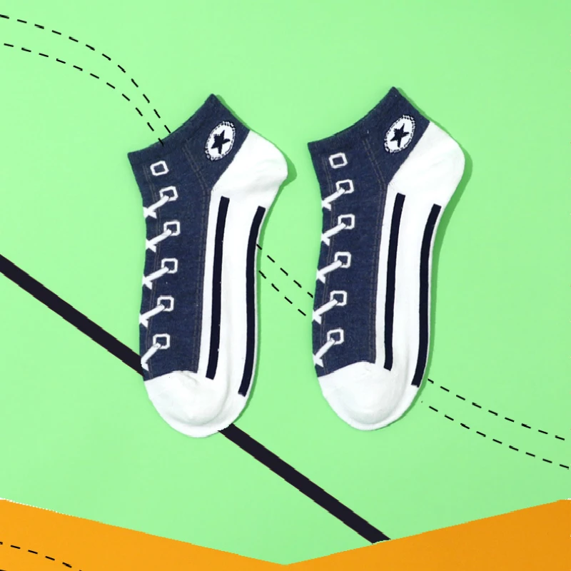 Trend Women Socks Street Skate Shoes Pattern Short sock for girls Summer Breathable Fashion Shoelace Ankle Socks Neutral Couple