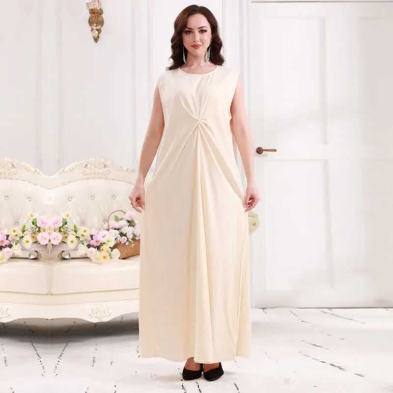 Muslim Dress Vest Summer Fashion Bottom Sleeveless Long Robes Abaya Femme Largos Vestidos Arabes Dubai Y Turcos