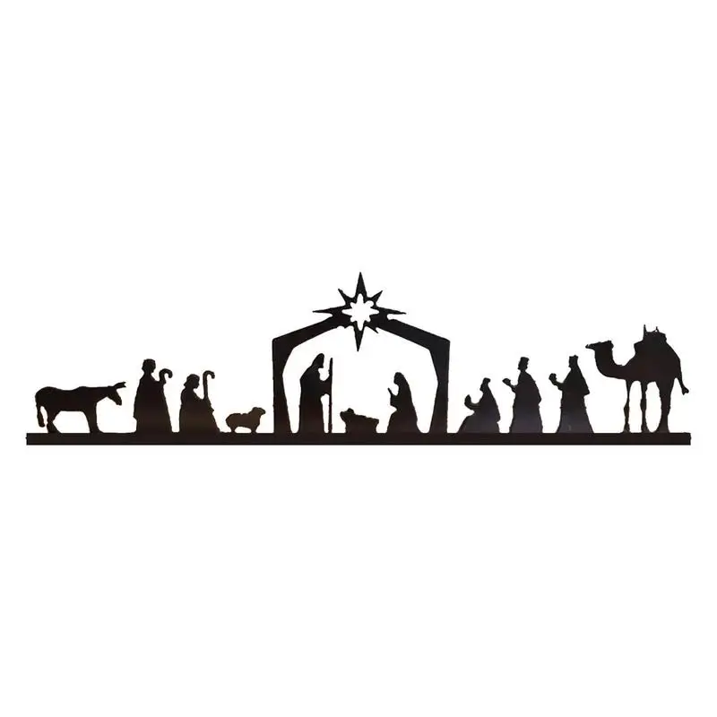 Cutout Jesus Birth Iron Metal Stakes Tabletop Decorations Gift Nativity For Party Supply