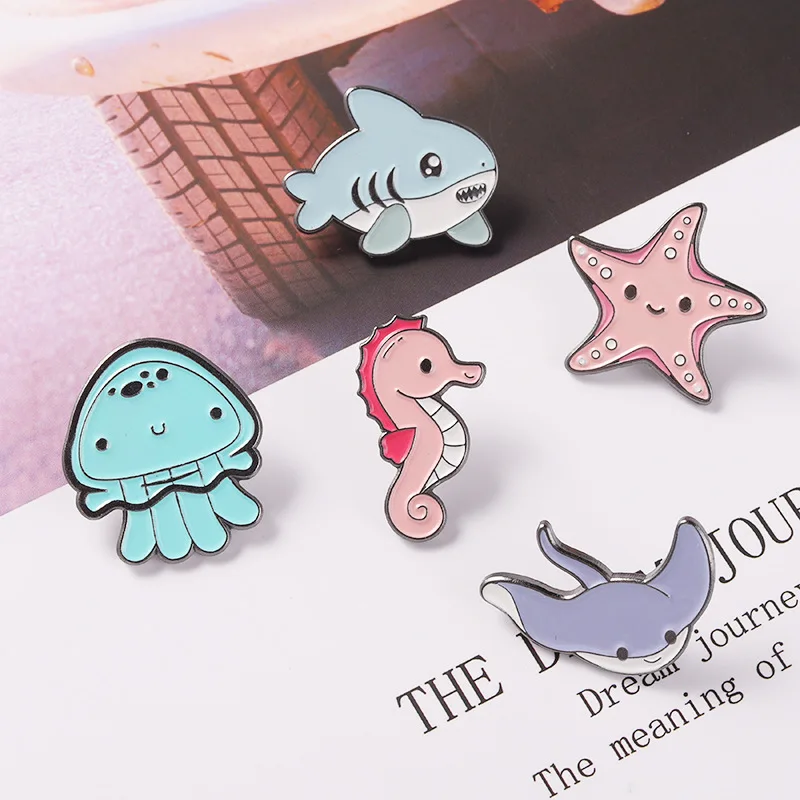 

Marine Series Animal Octopus Sea Star Model Enamel Pin Cartoon Brooch Lapel Badges Jewelry Gift Funny Cute Fashion Kids Friends