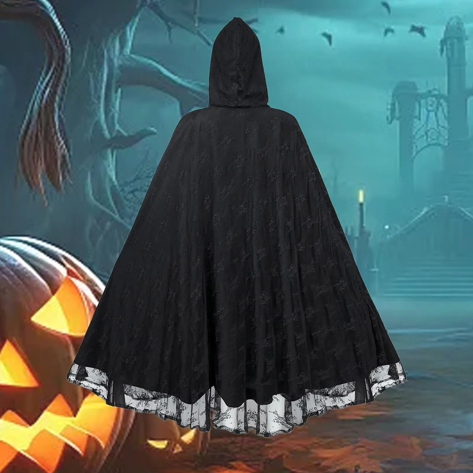 Карнавальный Хэллоуин готический ретро плащ с капюшоном накидки длинный халат
