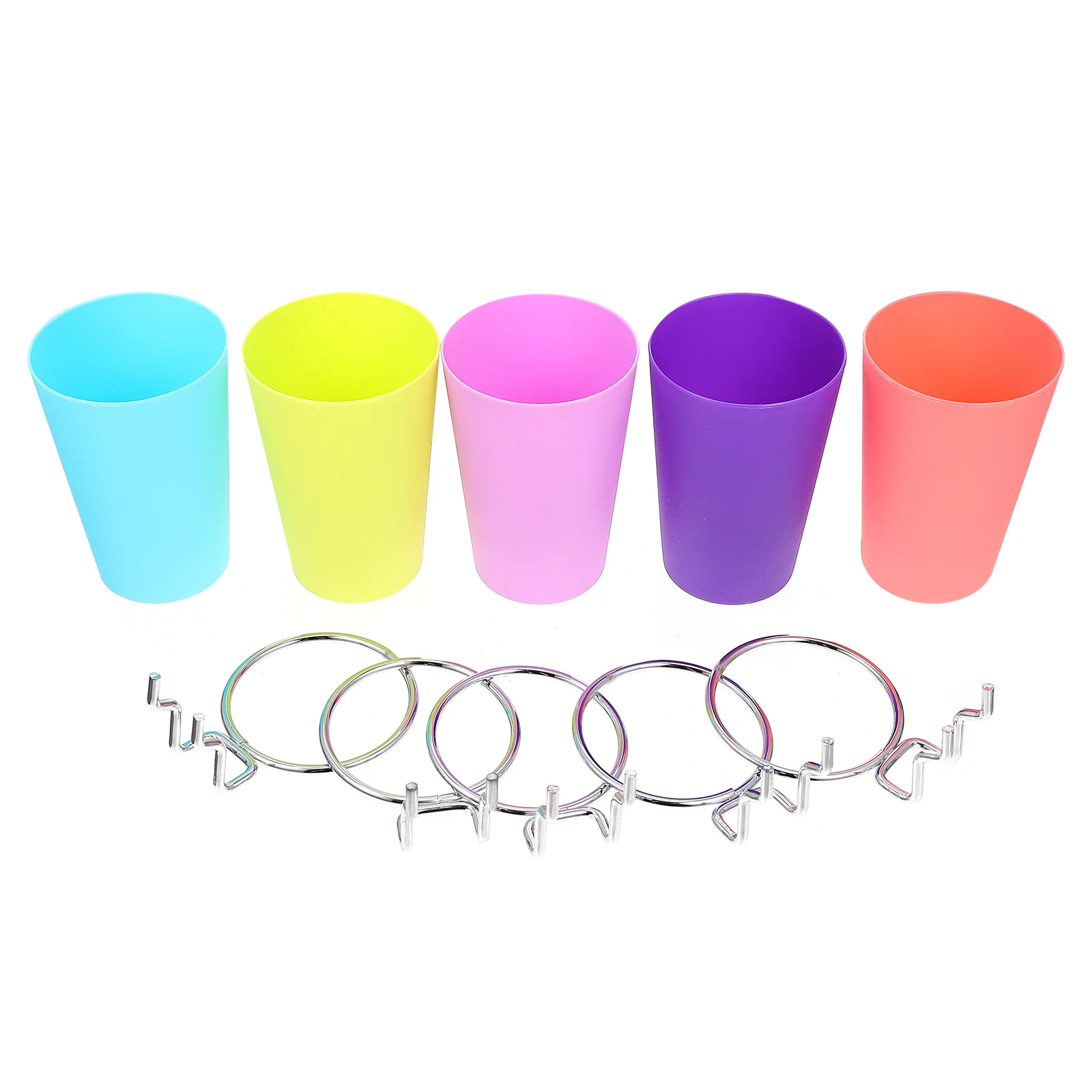 

5 Sets Cup Holder Home Pegboard Rings Plastic Bins Hook Hooks Organizers Iron Storage Holders Basket