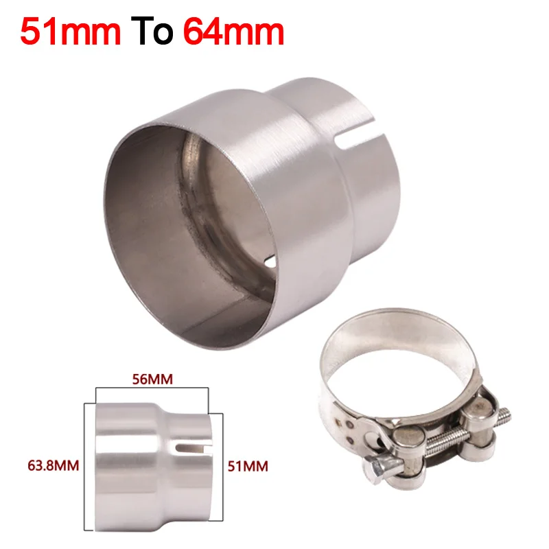 

Универсальный мотоциклетный выхлопной адаптер для передачи 51 мм до 52 мм 54 мм 56 мм 58 мм 62 мм 64 мм редукторная трубка из нержавеющей стали велосипедная звено трубы