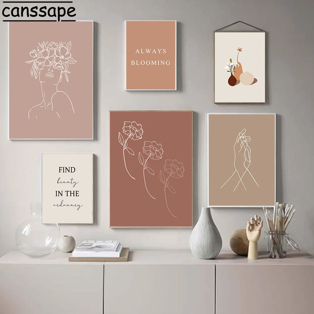 Абстрактная Ретро Настенная картина в стиле бохо на холсте цветок женщина