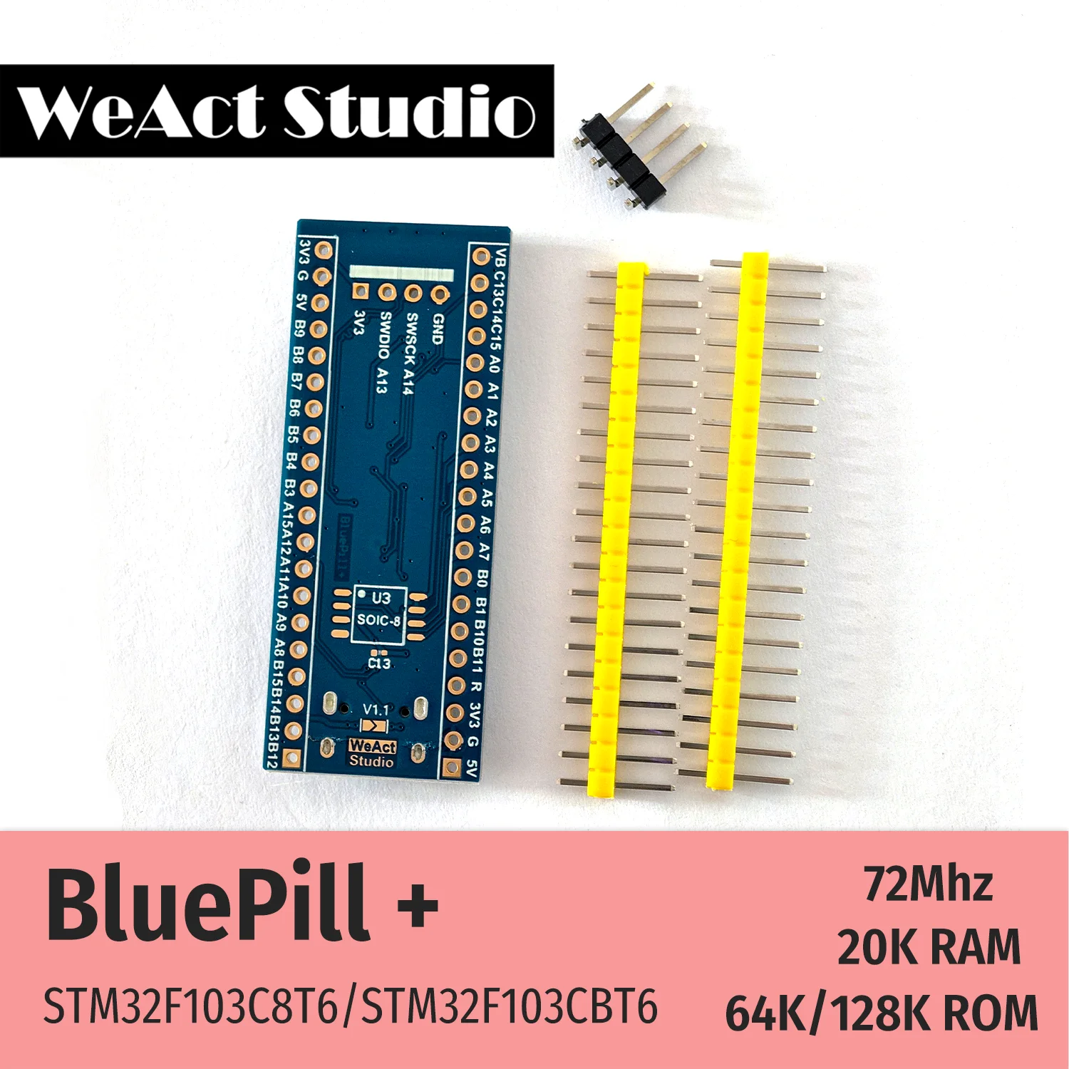 Плата макетная WeAct STM32F103C8T6 STM32F103CBT6 STM32F103 STM32F1 Bluepill Plus ARM STM32