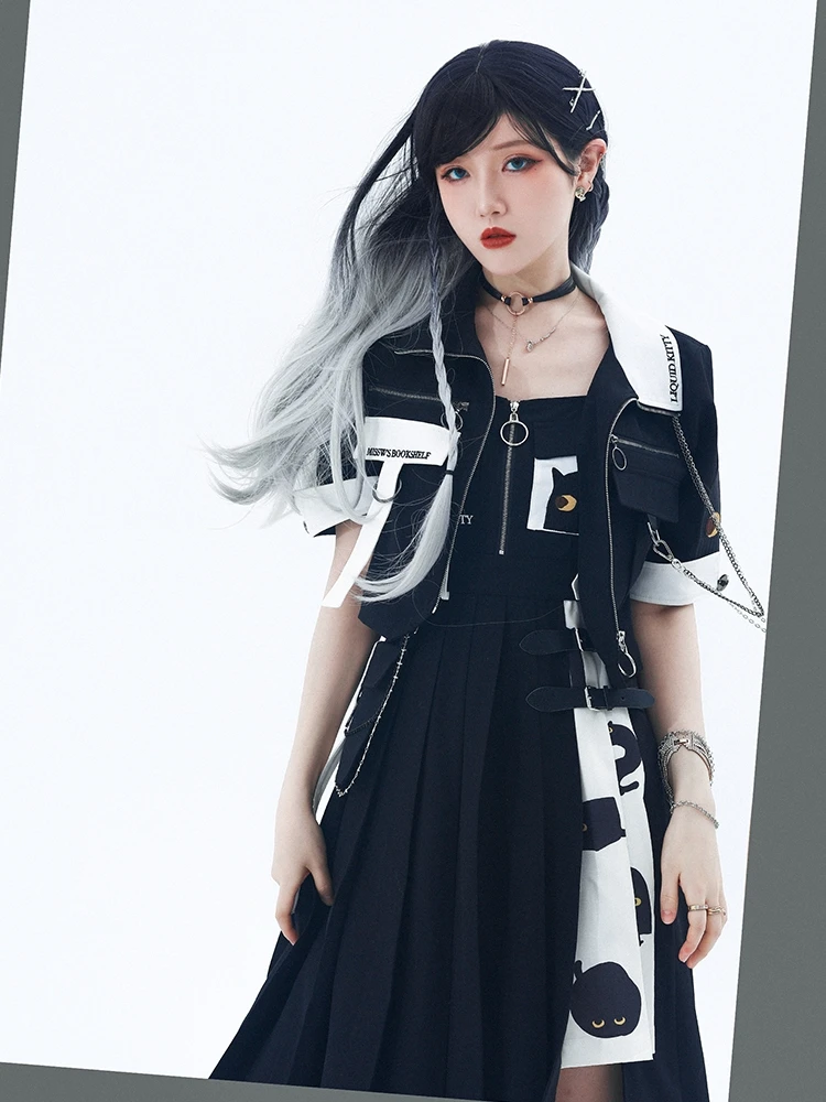 Короткое пальто с коротким рукавом Мотоцикл Модный Прохладный Металл