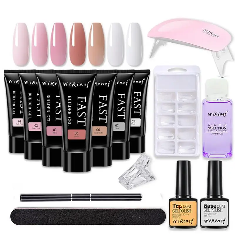 

Acrylic Nail Kit With 7 Glitter Powder And Liquid Set 7 Colors Poly Nails Extension Gel Kit Diy Nail Manicure Beginner