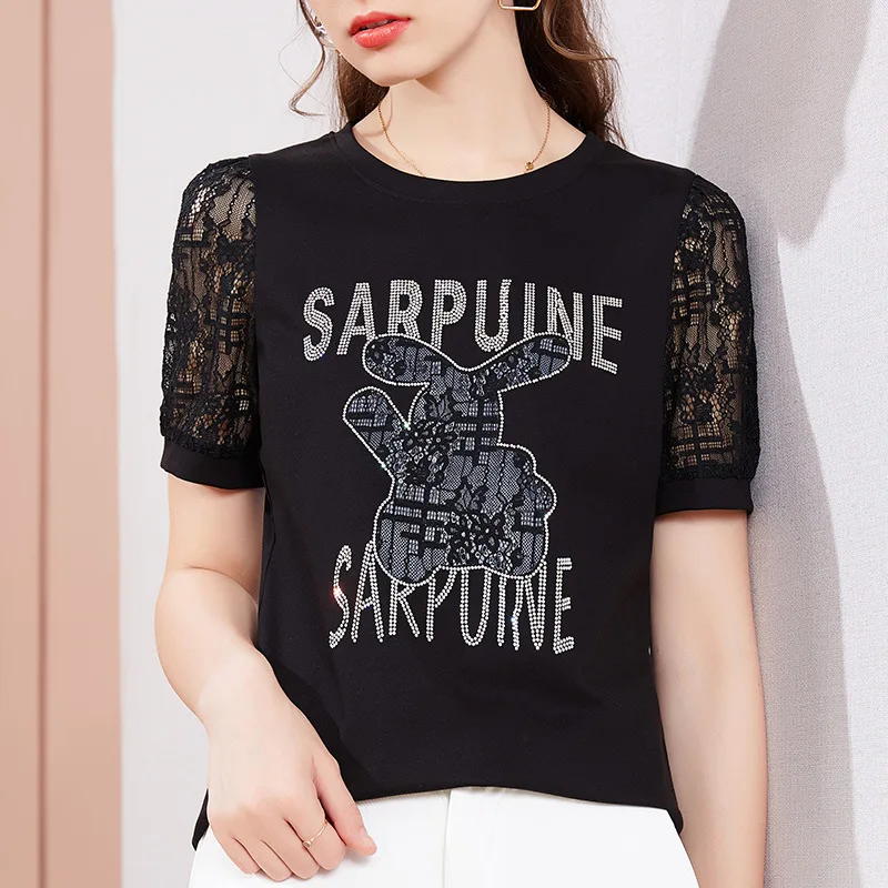 

Белая футболка с коротким рукавом женская летняя Новинка 2022 просторный шикарный топ в Корейском стиле с пышными рукавами нишевой дизайн