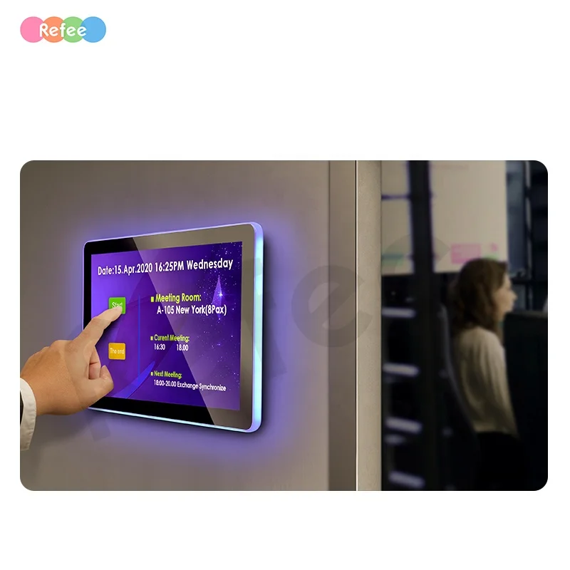 

10 Inch Meeting Room Touch Screen Poe Led Light Surrounding Android Tablet Wall Mount Conference Display