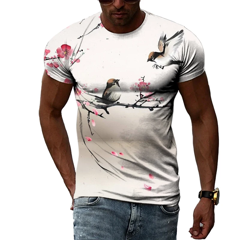 

Summer animal bird 3D printing men's casual plus size T-shirt fashion trend young and handsome T-shirt round neck Harajuku top