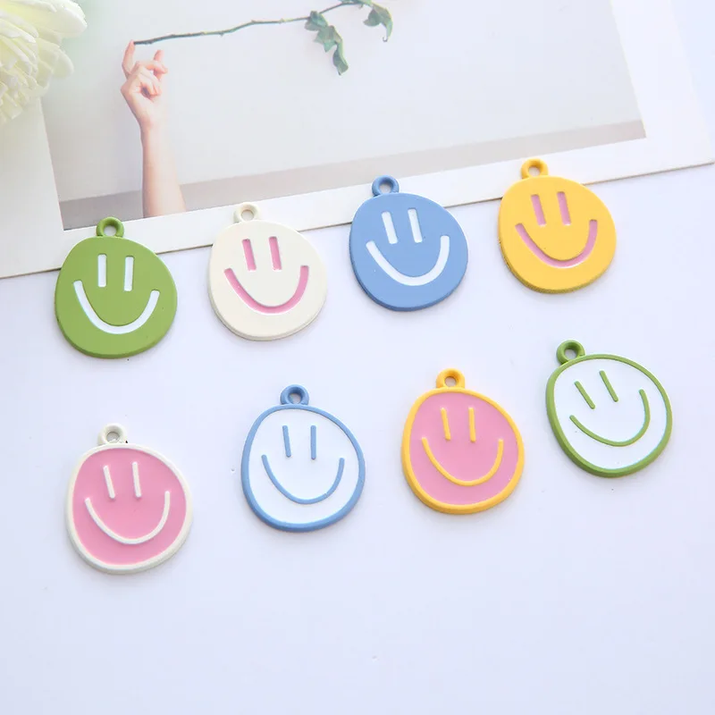 10pcs 20x25mm Irregular Smile Face Beads Alloy Enamel Charms Pendant For Diy Jewelry Making Handmade Earrings Necklace Bracelet