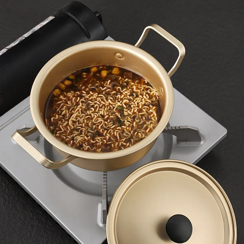 

Noodles Cooking Pot Golden Korea Soup Milk Egg Pots With Cover Aluminum Gas Induction Cooker Soup And Stock For Kitchen