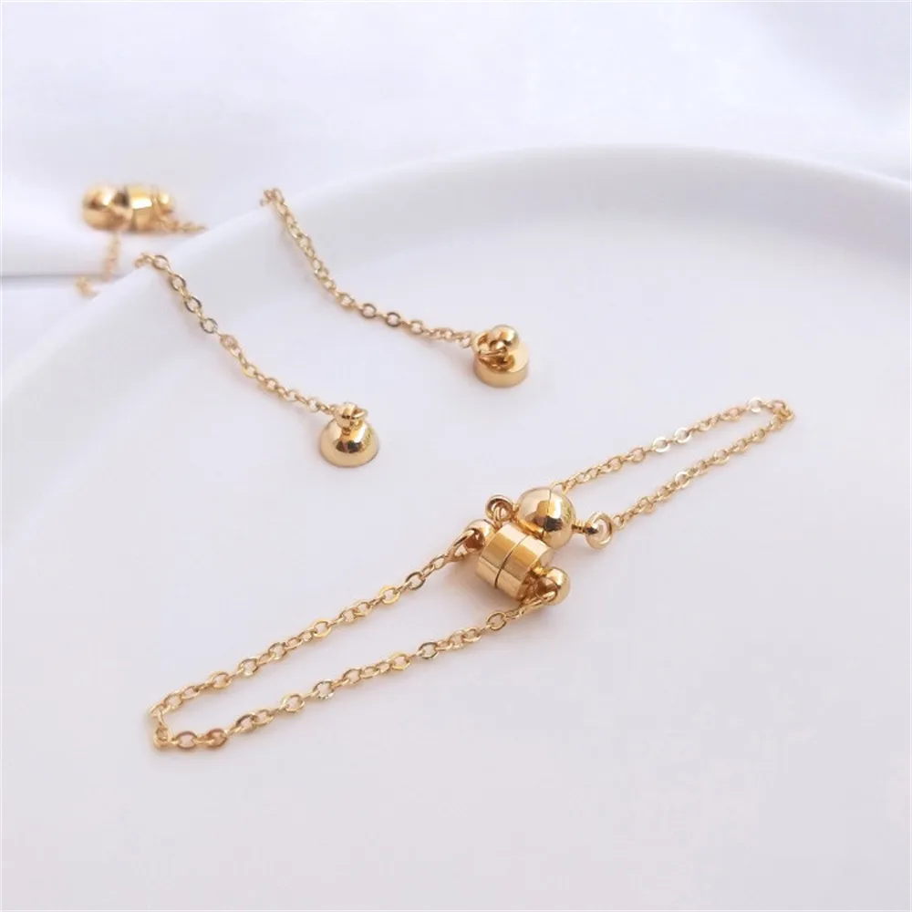

1pcs 14k gold bag anti-drop magnetic buckle manual diy bracelet necklace with O-shaped chain safety closing connection buckle