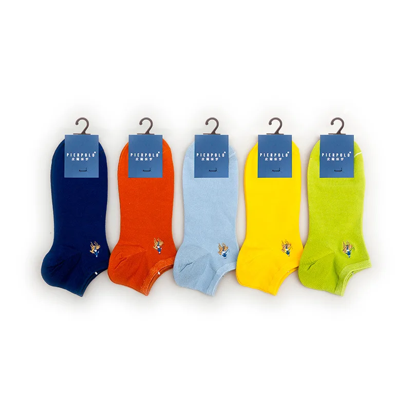 5 pairs of breathable men's socks short ankle elastic fruit color high-quality cotton business women's socks neutral pure cotton