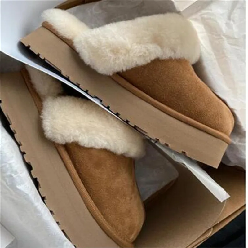 

Женские зимние меховые шлепанцы, теплые ботинки, шлепанцы на платформе, новинка 2023, замшевые мюли с коротким плюшем на плоской подошве, дома...