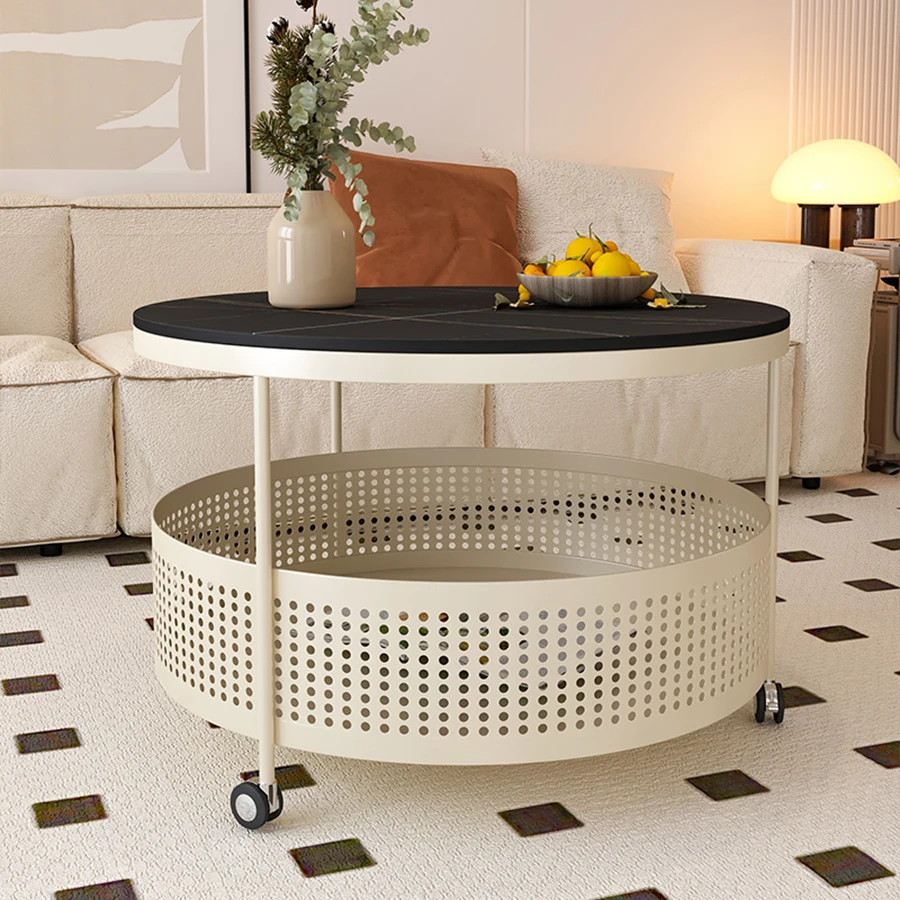 

Итальянский промышленный журнальный столик, кухонный круглый белый отсек, эстетичный журнальный столик для хранения, украшение для дома