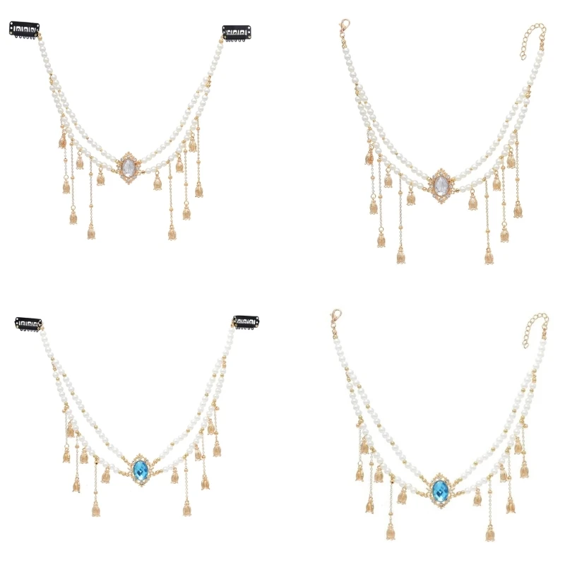 

Блестящая цепочка на лоб со стразами и кисточками, свадебный головной убор в китайском стиле, украшения на лоб для женщин,