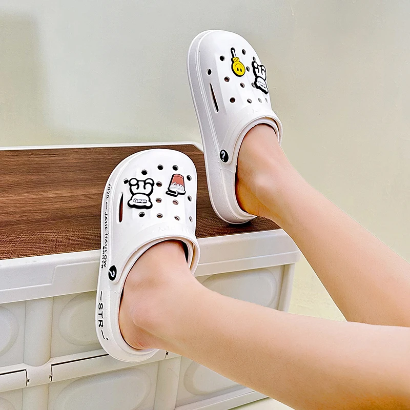Women's Summer Beach Shoes Bathroom Home Slippers Non Slip Soft Sole Shoes Lndoor and Outdoor Slippers Girls' Baotou Slippers