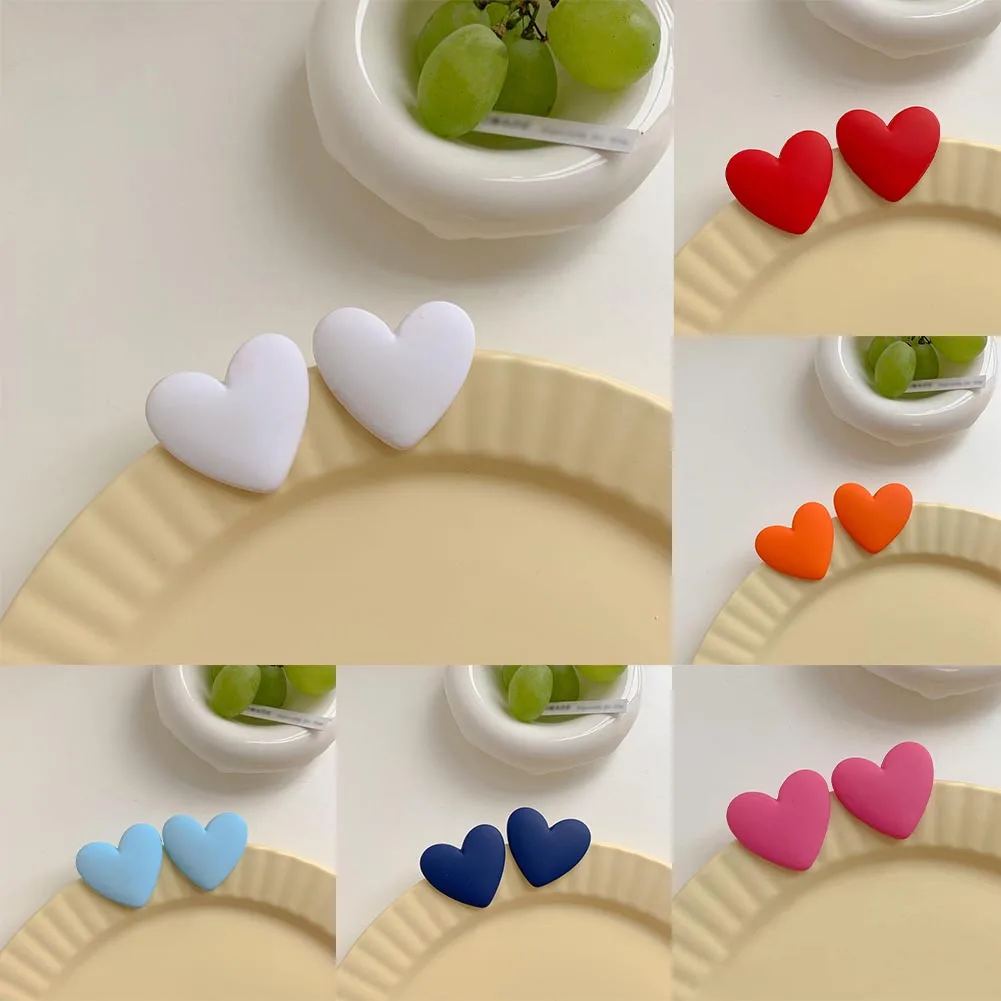

Candy Color Acrylic Love Earrings Simple Design Geometric Heart Earrings All-match Fashion Party Color Jewelry Earrings Fashion