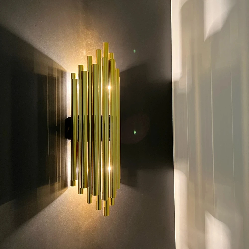 

Post-modern copper wall lamp, gold aisle lamp, interior decoration LED wall lamp, applicable to living room, dining room
