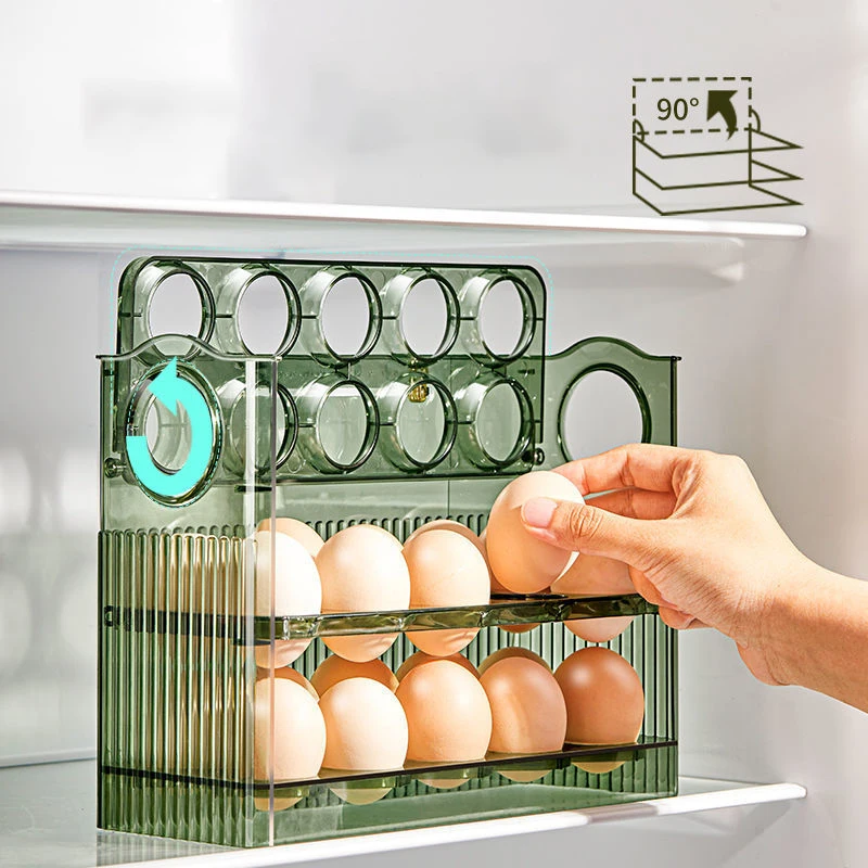 

Egg Holder Flip 3-Layer Egg Storage Box Food Container Fresh-keeping Case Dispenser Holder Tray Refrigerator Kitchen Organizer
