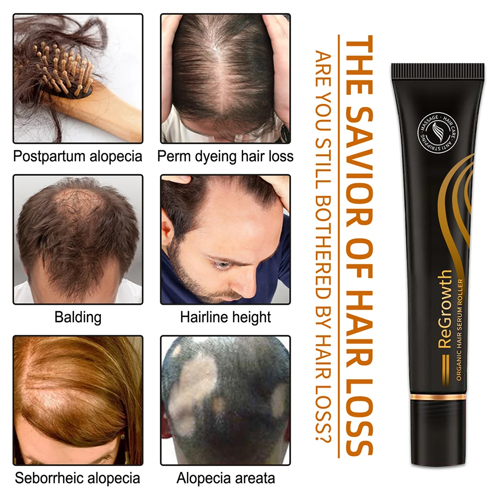 

5-1pc 20ml Regrowth Organic Hair Serum Roller Anti Hair Loss Scalp Nourishing Anti Stripping Liquid Hair Growth Essence