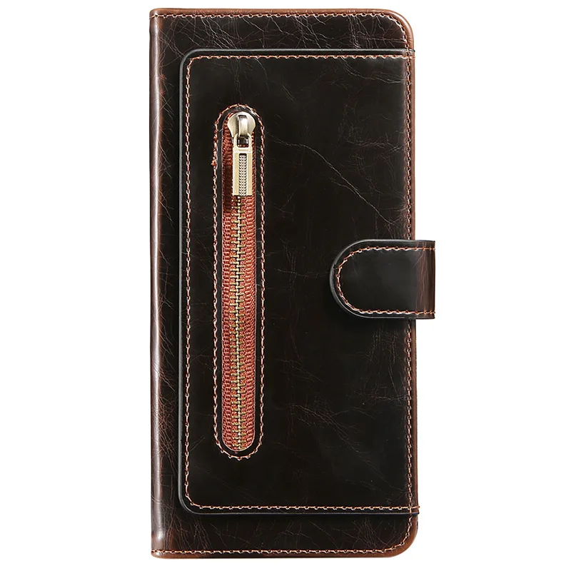 

Handmade Retro Leather Wallet Phone Case with Zipper Card Holder for OnePlus 9 9Pro N10 N100 Nord Protection Soft Flip Cover