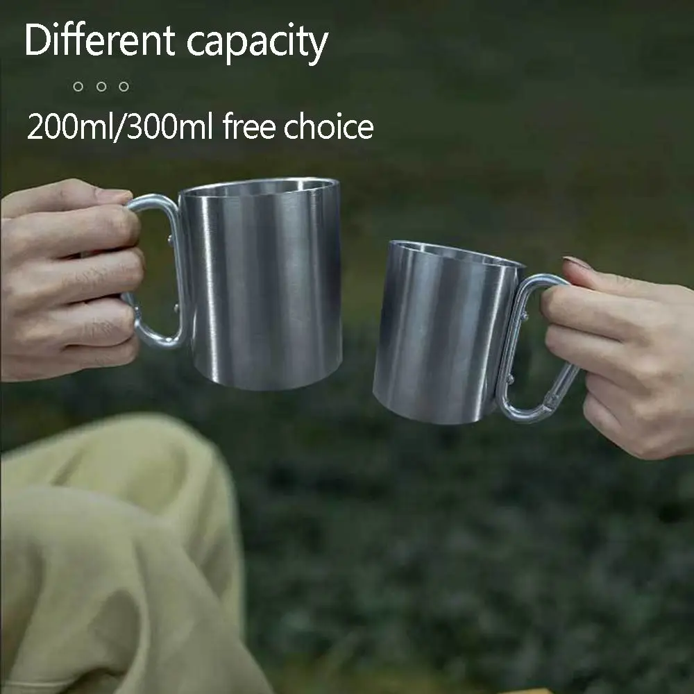 

Двухслойная портативная чайная чашка из нержавеющей стали для кемпинга, кружка для воды, дорожная чашка, Пряжка для альпинизма