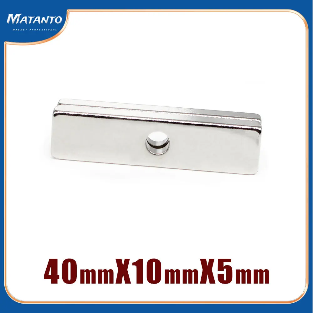 

2/5/10/15/20/30PCS 40x10x5-5mm Countersunk Sheet Search Magnet 40x10x5-5 Quadrate Strong Permanent NdFeB Magnet 40*10*5-5