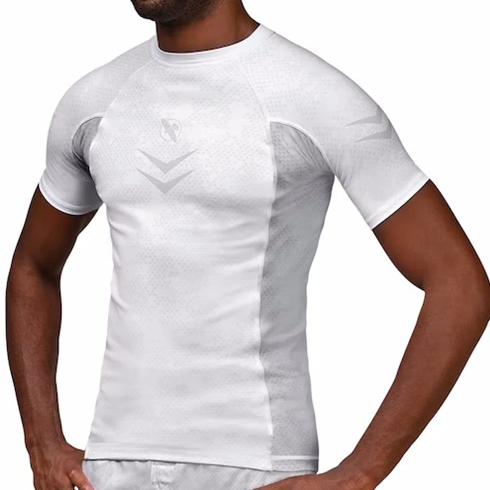 Swim T-shirt Boxing Fitness Men UV Protection Beach Rash Guard Swimwear Diving Tops Wear Fight Short Sleeve Swimsuit Surf Shirts