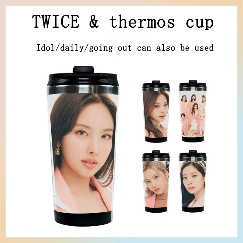 

KPOP TWICE BEST ALBUM TWICE4 301-400ml Stainless Steel Coffee Thermos Mug Car Vacuum Flask Travel Insulated Bottle Na Yeon