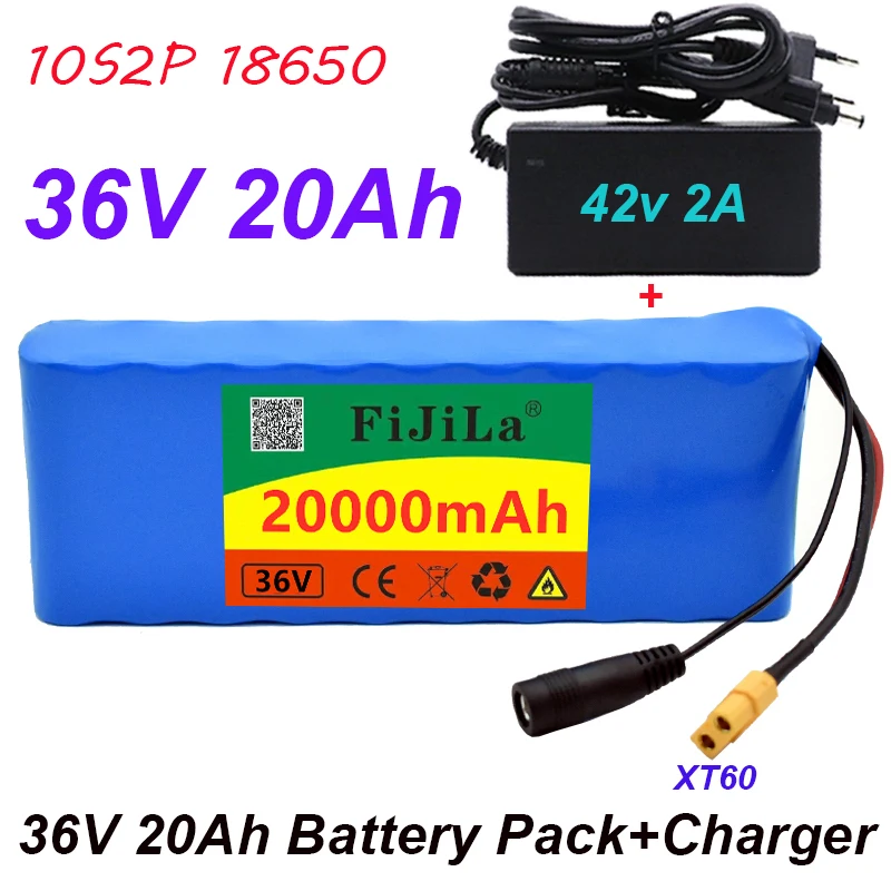 

Блок перезаряжаемых батарей 36 в 20 Ач 10S2P 18650 20000 мАч, модифицированные велосипеды, защитная печатная плата для электромобиля 42 в + зарядное устройство 42 в