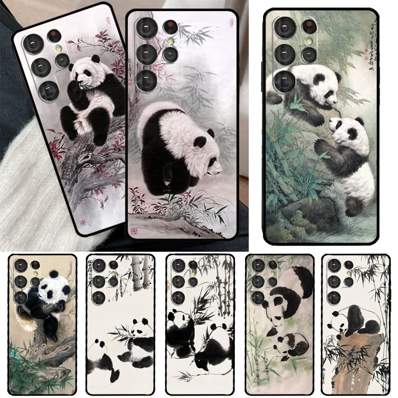 Китайский медвежий чехол для телефона Panda для Samsung Galaxy S20 FE S21 S22 Ultra Note20 Note10 S8 S9 S10 Plus.