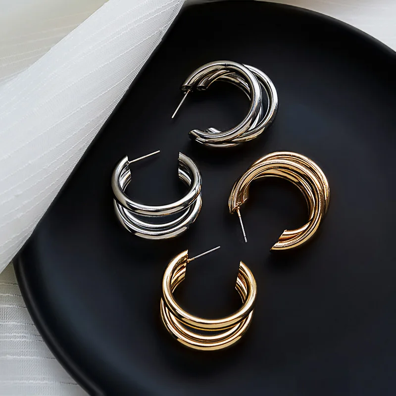 

Korean Fashion Geometric Statement Dangle Drop Earrings for Women Trend Vintage Jewelry Gold Gothic Punk Goth Round Drop Dangle