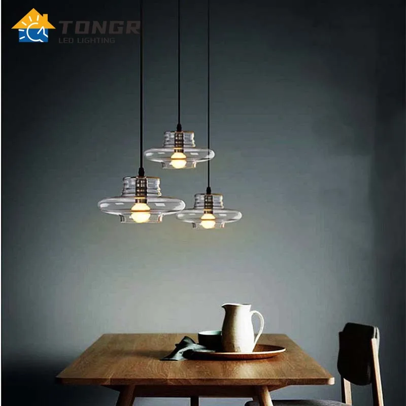 

Nordic Modern Hanging Loft Glass Lustre Retro Pendant Light Industrial Decor Lights Fixtures E14 for Kitchen Restaurant Lamp