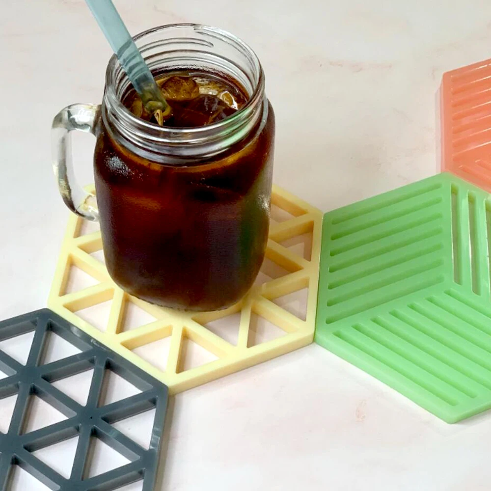 

DIY Hexagon Plaster Coaster Silicone Molds for Handmade UV Epoxy Cement Cup Mat Tray Mould Home Decoration Storage Plate Dish