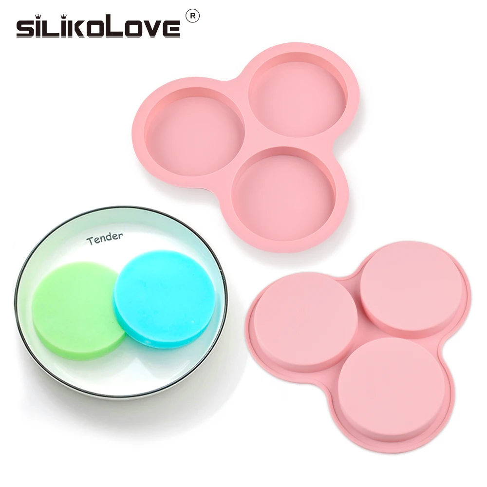 SILIKOLOVE 3-Cavity Round Disc Baking Mold Silicone Disc Mold for Cake,Pie,Candy,Epoxy Resin,Soap,Tart,Pastry Bakeware Mold images - 6