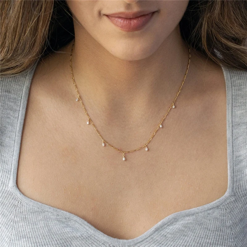 

Natural Small Pearl Necklace Authentic 14K Gold Filled Choker Handmade Pendants Collier Femme Kolye Boho Jewelry for Women