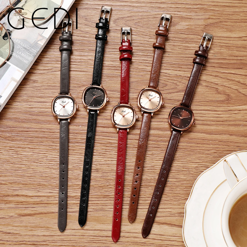 GEDI Waterproof 24mm Small Women Watches Top Brand Luxury Retro Ladies Quartz Wrist Watch Casual Dress Female Watch Clock 21023