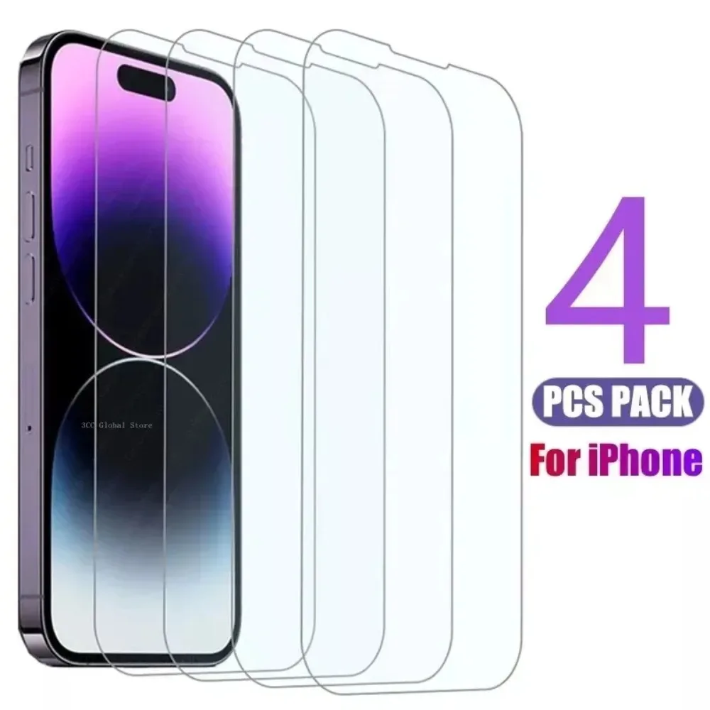4 шт. 9H закаленное стекло для iPhone 11 14 Pro Max 12 13 XR XS Защита экрана 15 7 8 Plus стеклянная