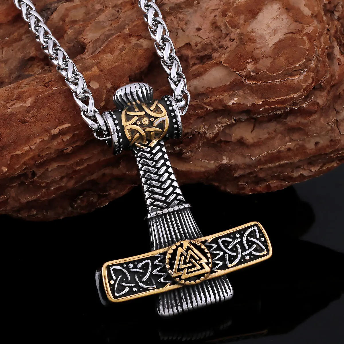 

Original Design Odin Men's Thor's Hammer Viking Necklace Nordic Retro Amulet Rune Pendant Pattern Jewelry Fine Gift Wholesale