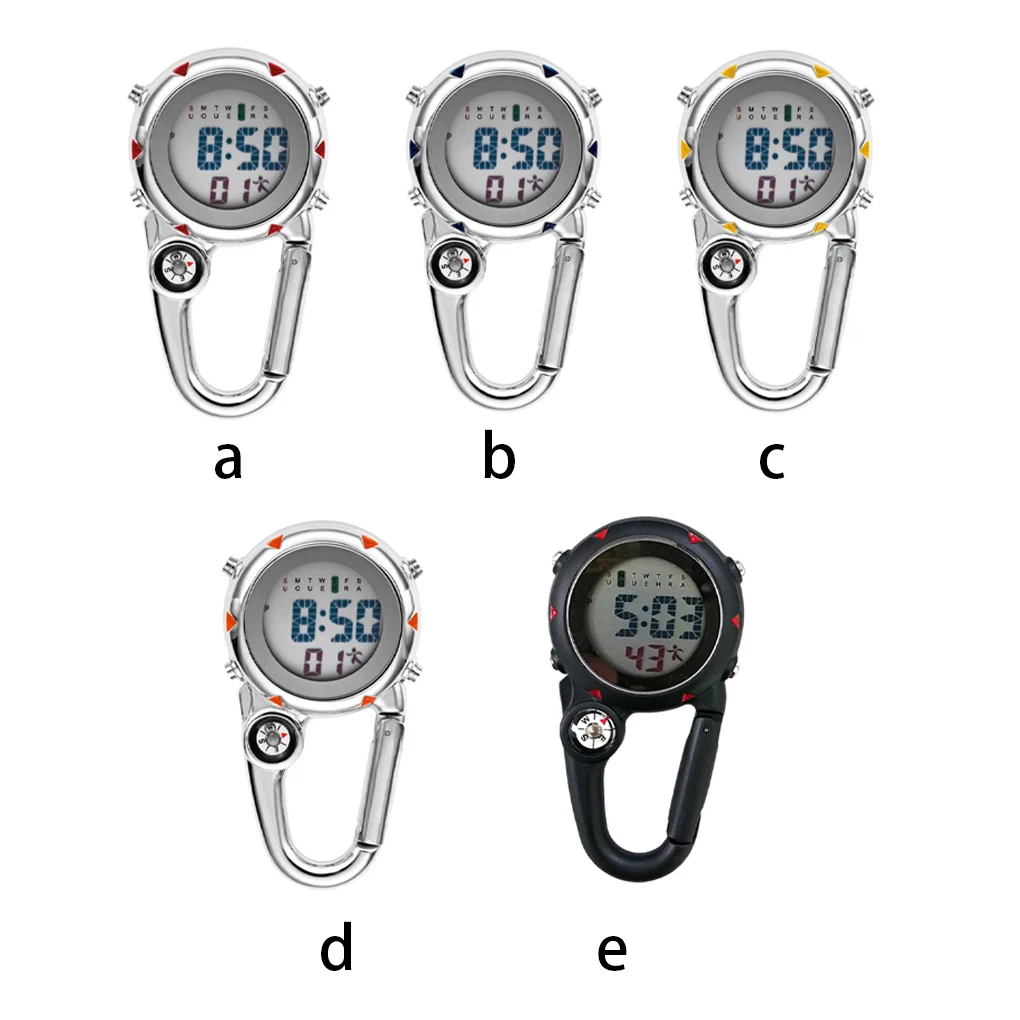 

Carabiner Clip Watches Clock Fashion Electronic Luminous Nurse Watch Men Compasses Temperature Clocks Hospital