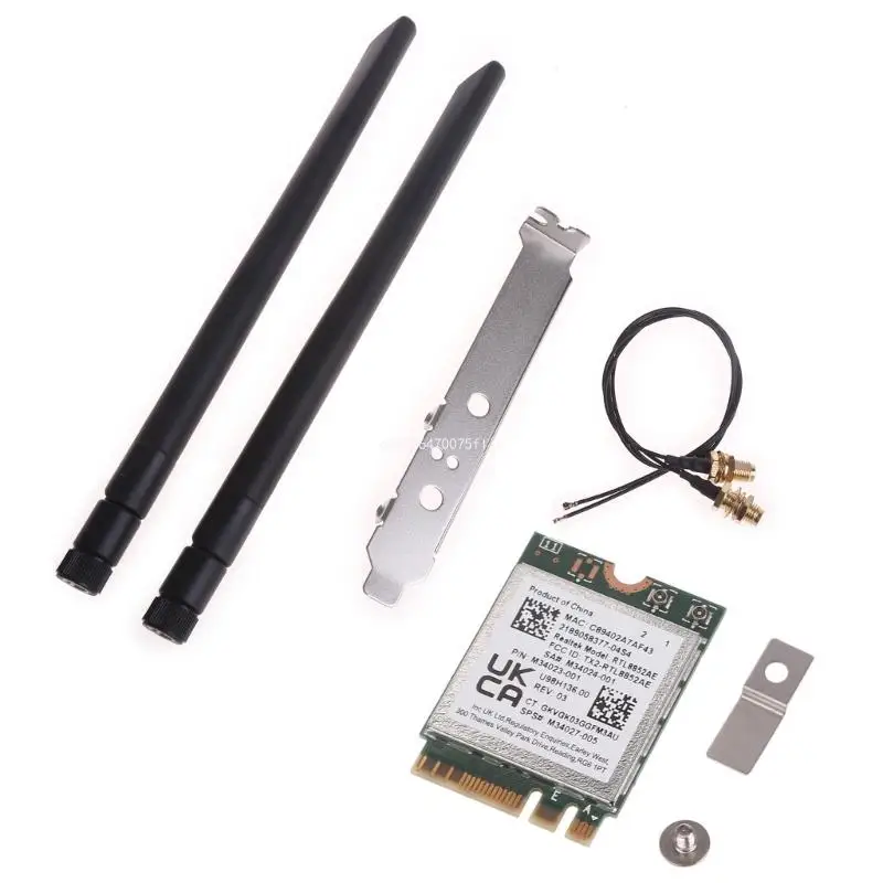 

RTL8852AE Dual Band 2.4G/5G WIFI6 802.11ax WIFI Card 1800Mbps BT 5.2 Module Dropship