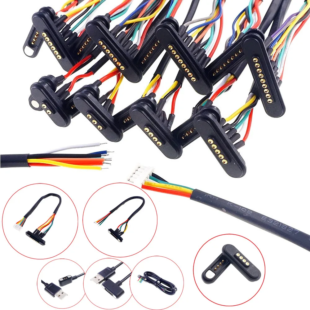 Магнитный разъем Pogo Pin, USB-кабель для зарядки, кабель для передачи данных 2 3 4 5 6 7 8 9, полюсный штекер, гнездо 2,2 мм, сетка 3 А, С пружинной нагрузкой, водонепроницаемая подставка