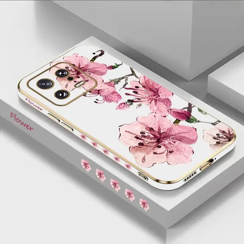 

Ink Peach Blossoms Luxury Plating Phone Case For Xiaomi Mi 13 13 Pro 12 12T 12S Ultra 11 11T Ultra 11 Lite 10 10T Cover