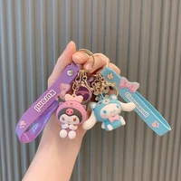 kawaii sanrio keychain hellokittys cinnamoroll pompom purin cartoon cute bag pendant anime accessories girl birthday gift