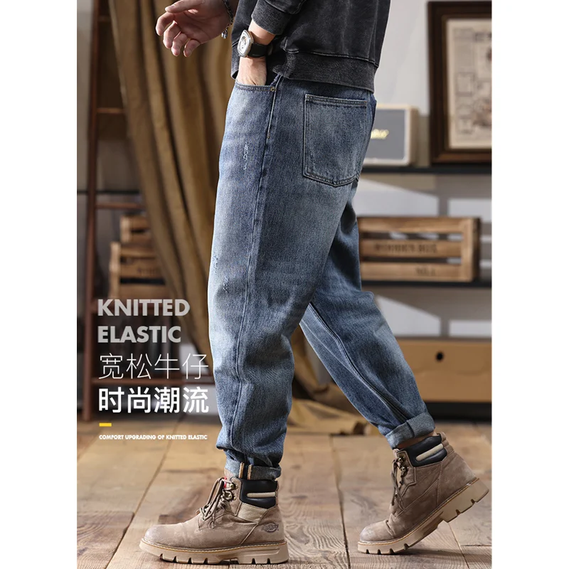 Men Clothing 2022 Autumn and Winter Straight Loose Cylinder Jeans Vintage Chaopai Comfortable Blue Large Harun Trousers Female