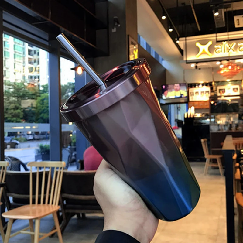 475 мл кофейная бутылка с двойными стенками из нержавеющей стали 304 соломинкой Для