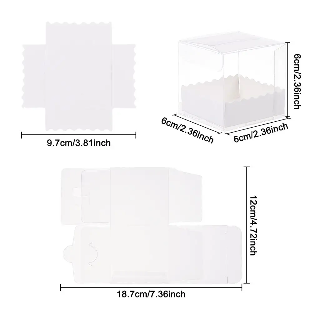 1Set Plastic Clear Foldable PVC Box with Paper Pedestal Jewelry Storage Display Organizer Wedding Party Favors Gifts Packaging