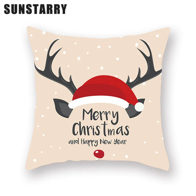 

Nordic Ins Cute Santa Elk Peach Skin Pillowcase Christmas Decoration Cushion Cover Printed Pillow Case 45x45cm Funda Cojin